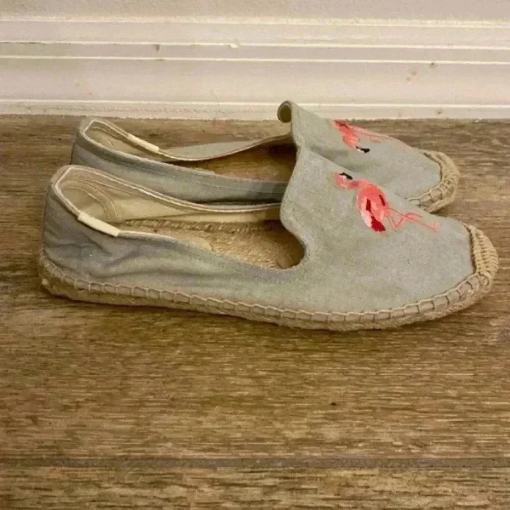 Soludos Flamingo Print Canvas Espadrille Slip On Shoes